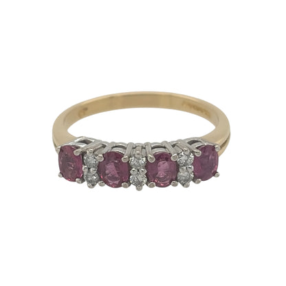 18ct Gold Diamond & Ruby Band Ring