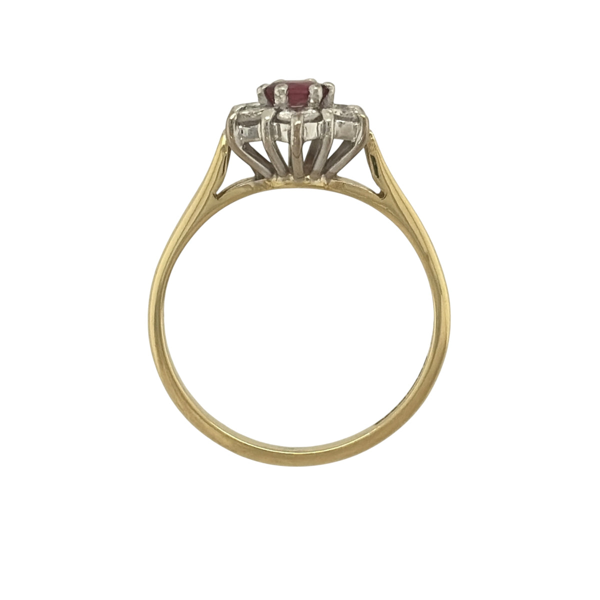 18ct Gold Diamond & Ruby Flower Cluster Ring