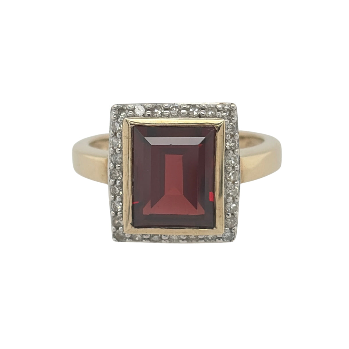9ct Gold Diamond & Garnet Cluster Ring