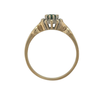 9ct Gold Diamond & Green Stone Cluster Ring