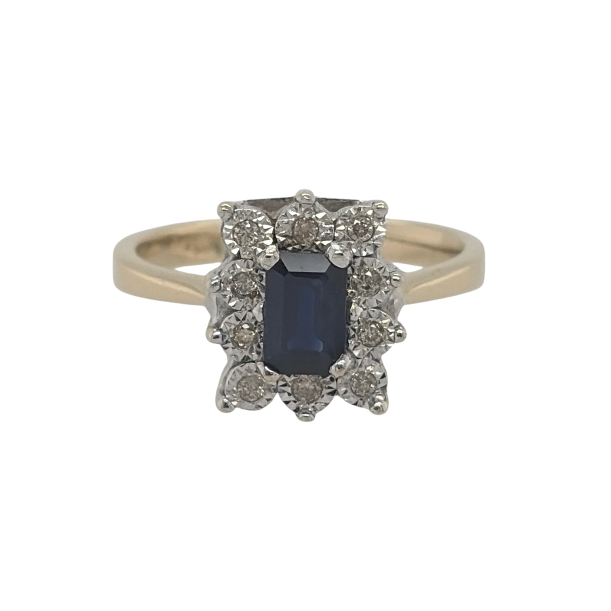 9ct Gold Diamond & Sapphire Cluster Ring