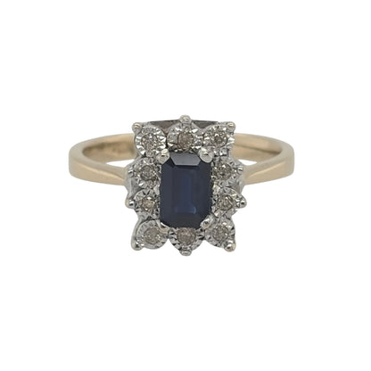 9ct Gold Diamond & Sapphire Cluster Ring