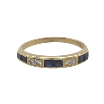 18ct Gold Diamond & Sapphire Band Ring