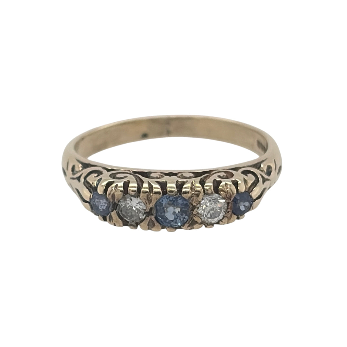9ct Gold Diamond & Sapphire Band Ring