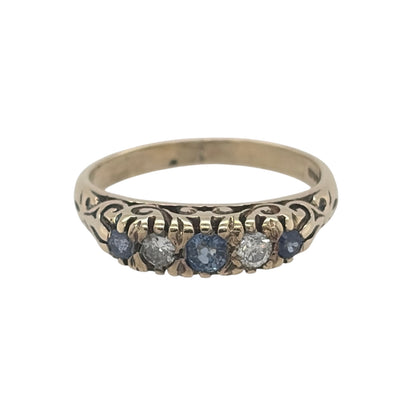 9ct Gold Diamond & Sapphire Band Ring