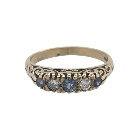 9ct Gold Diamond & Sapphire Band Ring