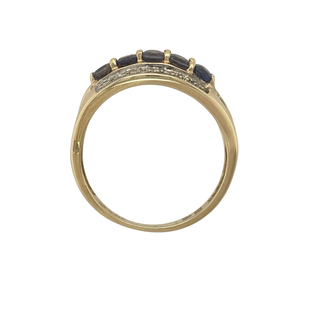 9ct Gold Diamond & Iolite Band Ring