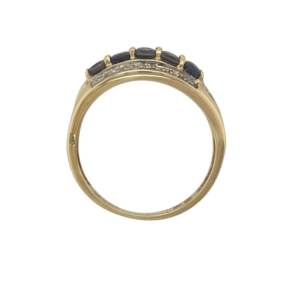 9ct Gold Diamond & Iolite Band Ring