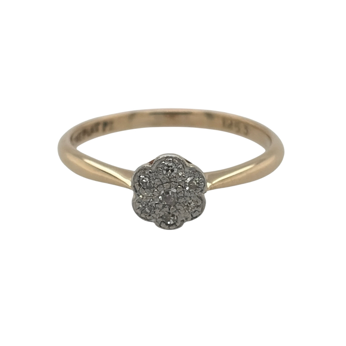 18ct Gold & Platinum Diamond Flower Cluster Ring