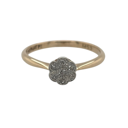18ct Gold & Platinum Diamond Flower Cluster Ring