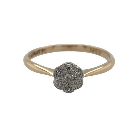 18ct Gold & Platinum Diamond Flower Cluster Ring