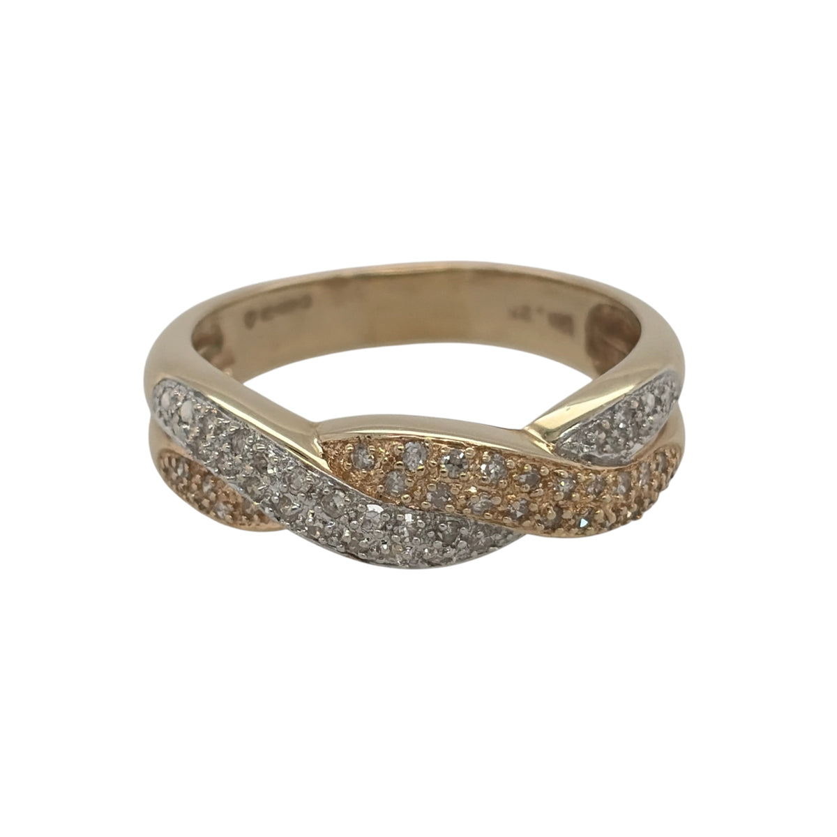 14ct Gold & Diamond Twist Cluster Band Ring