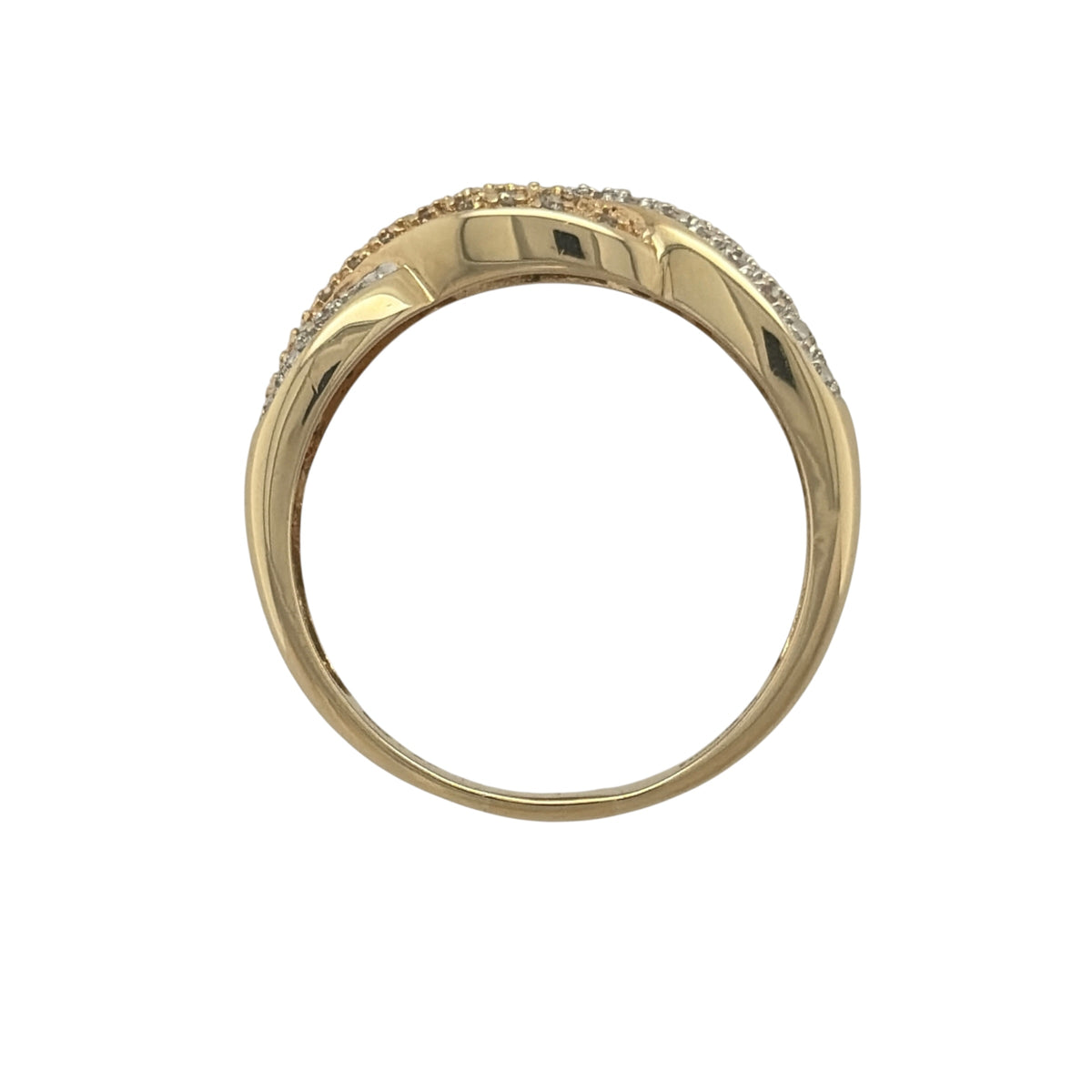 14ct Gold & Diamond Twist Cluster Band Ring