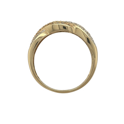 14ct Gold & Diamond Twist Cluster Band Ring