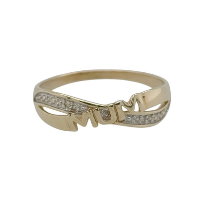 9ct Gold & Diamond Mum Crossover Band Ring