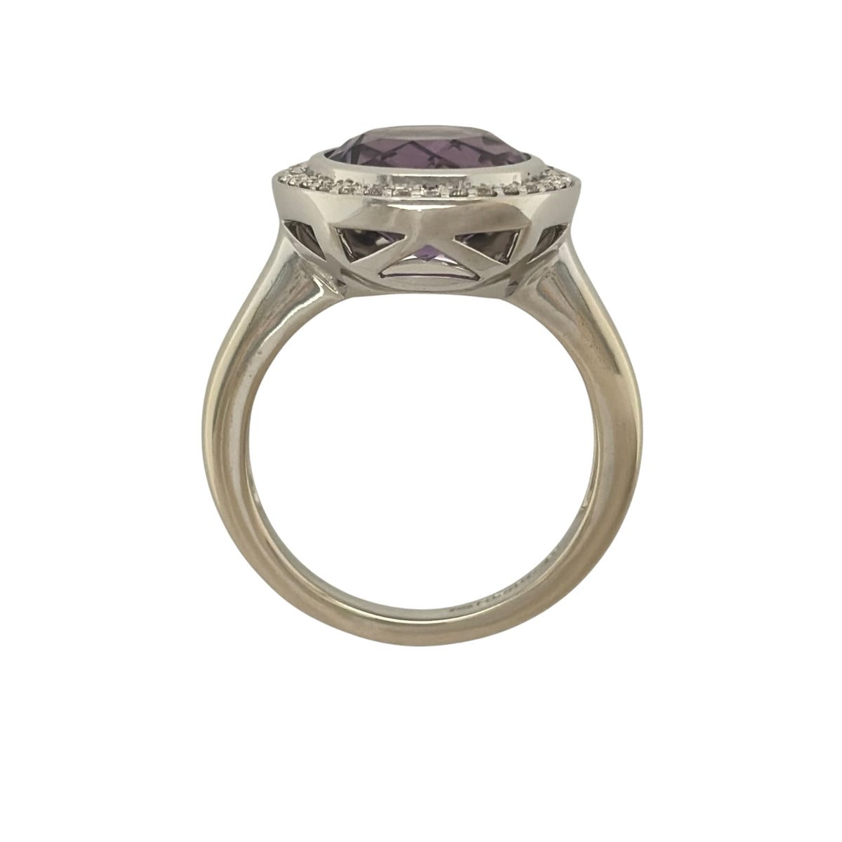 18ct White Gold Diamond & Amethyst Halo Ring