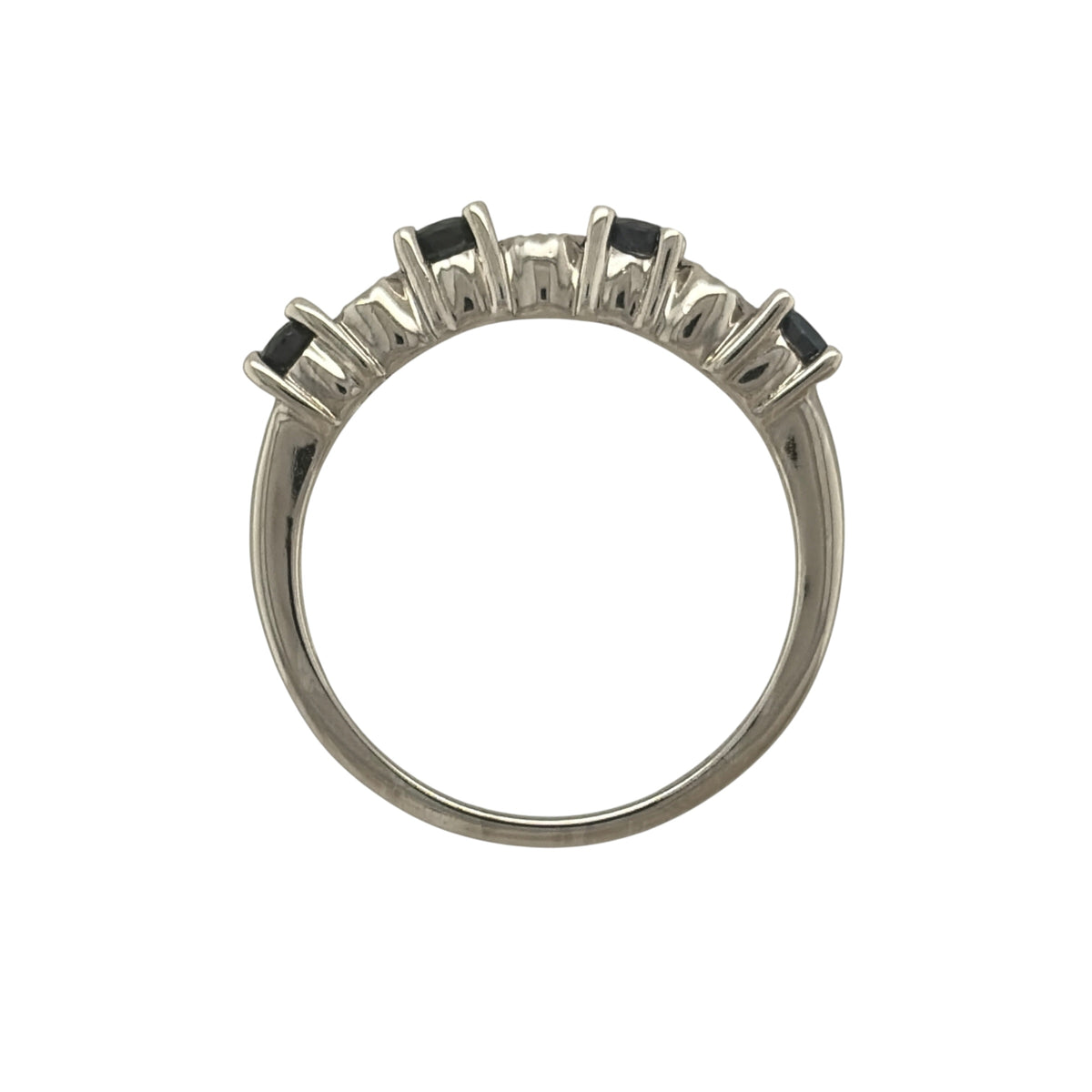 9ct White Gold Diamond & Sapphire Band Ring