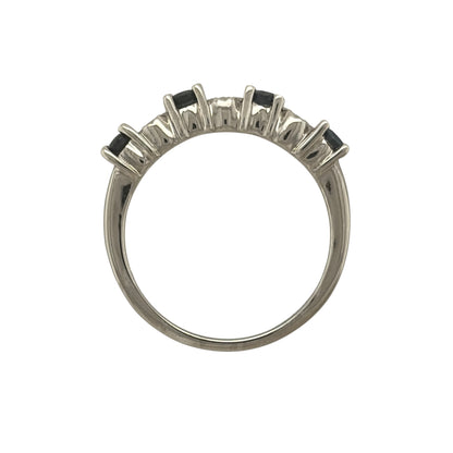 9ct White Gold Diamond & Sapphire Band Ring