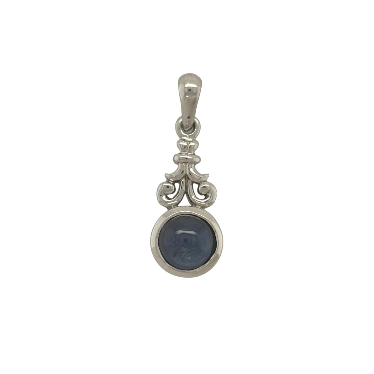 9ct White Gold & Blue Stone Pendant
