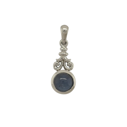 9ct White Gold & Blue Stone Pendant