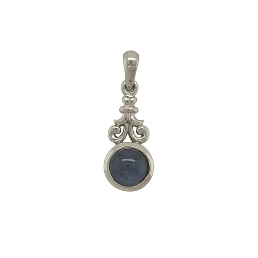 9ct White Gold & Blue Stone Pendant