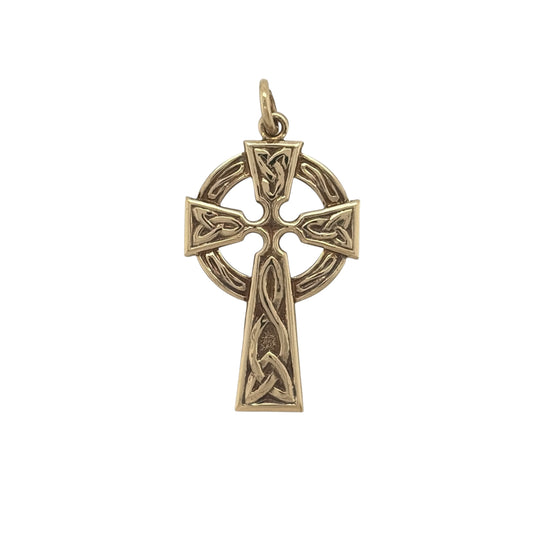 9ct Gold Celtic Patterned Cross Pendant