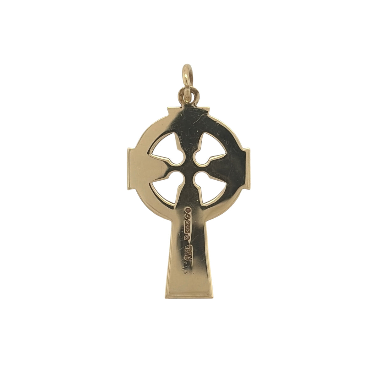This pre-owned 9ct yellow gold Celtic patterned cross pendant is a traditional design, featuring decorative Celtic-inspired detailing throughout the cross.

Design: Featuring a classic cross shape with Celtic-style patterned detailing, this pendant is finished in warm 9ct yellow gold.
Material: Made from 9-carat yellow gold.
Pendant Detail: The bail measures approximately 2mm in diameter.
Size & Weight: Total weight 1.80 grams.