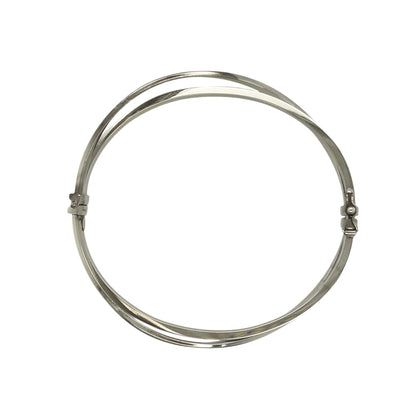 9ct White Gold Crossover Hinged Bangle