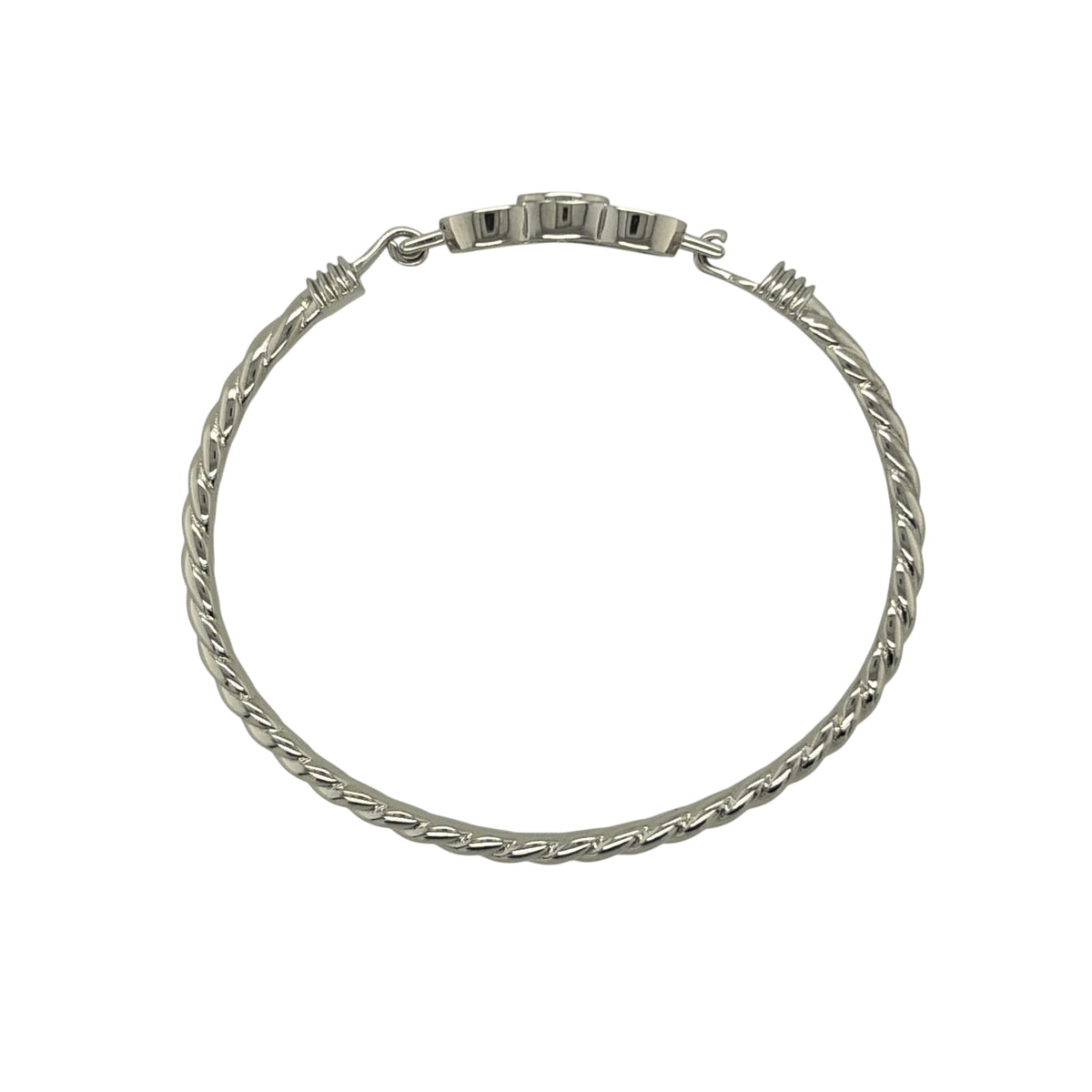 New 925 Silver & Cubic Zirconia Set Children's Double Heart Bangle