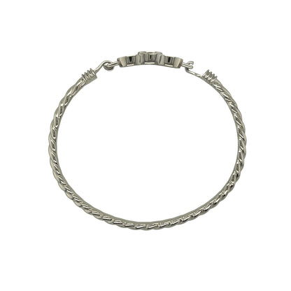 New 925 Silver & Cubic Zirconia Set Children's Double Heart Bangle