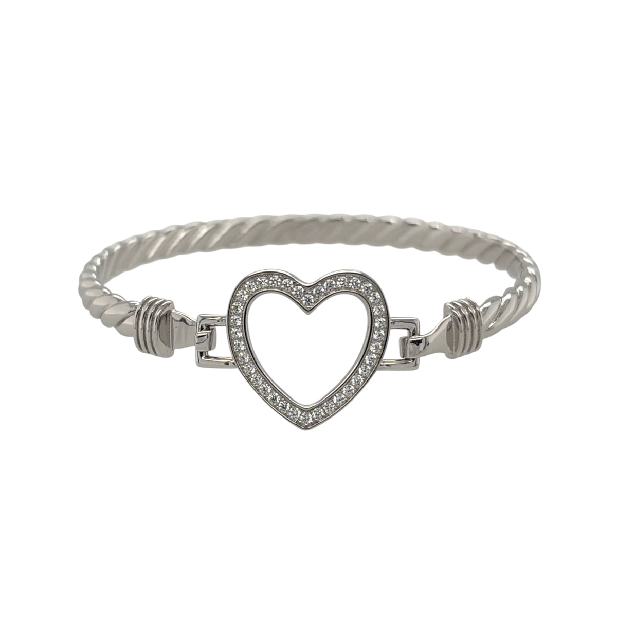 New 925 Silver & Cubic Zirconia Set Children's Open Heart Bangle