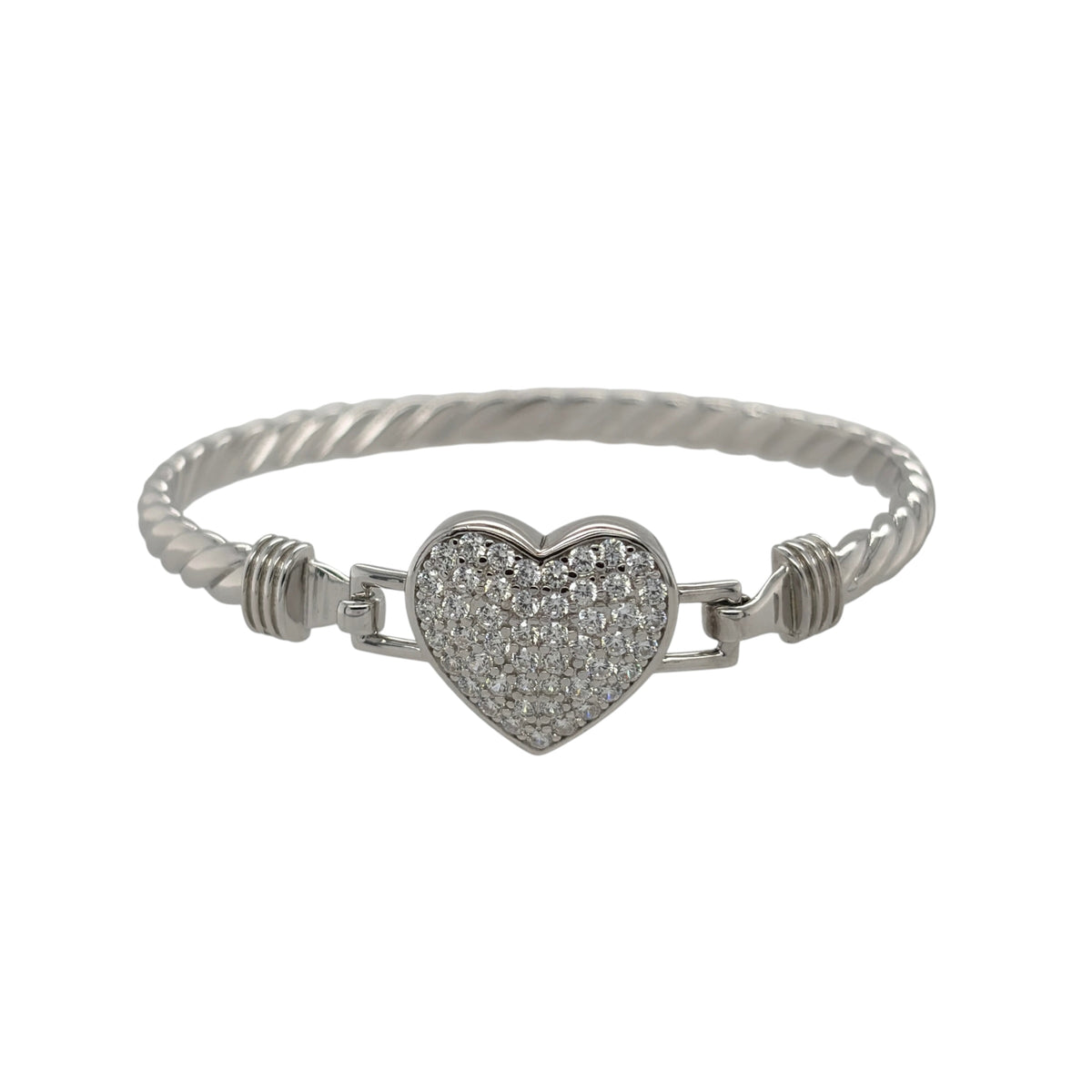 New 925 Silver & Cubic Zirconia Set Children's Heart Bangle