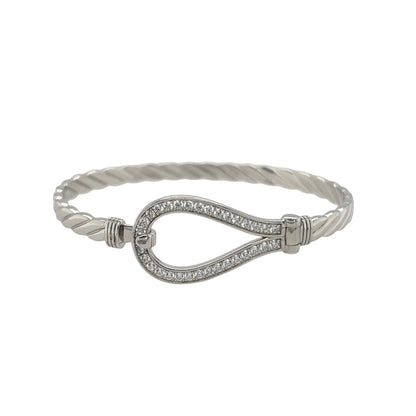 New 925 Silver & Cubic Zirconia Set Children's Horseshoe Bangle