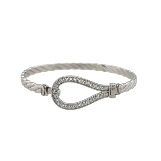 New 925 Silver & Cubic Zirconia Set Children's Horseshoe Bangle