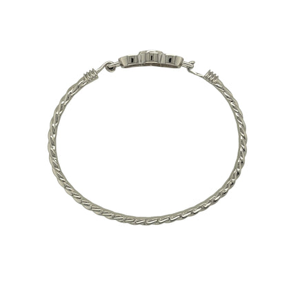 New 925 Silver & Pink Cubic Zirconia Set Children's Double Heart Bangle
