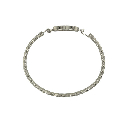 New 925 Silver & Pink Cubic Zirconia Set Children's Open Heart Bangle