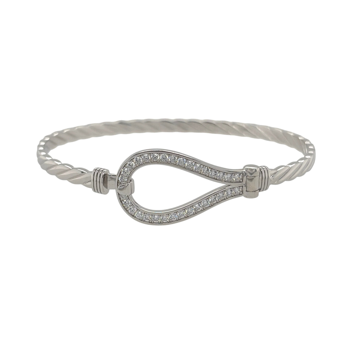 New 925 Silver & Cubic Zirconia Set Horseshoe Bangle