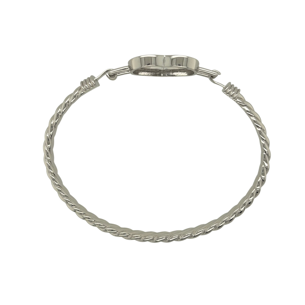 New 925 Silver & Cubic Zirconia Set Open Heart Bangle