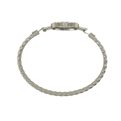 New 925 Silver & Cubic Zirconia Set Open Heart Bangle
