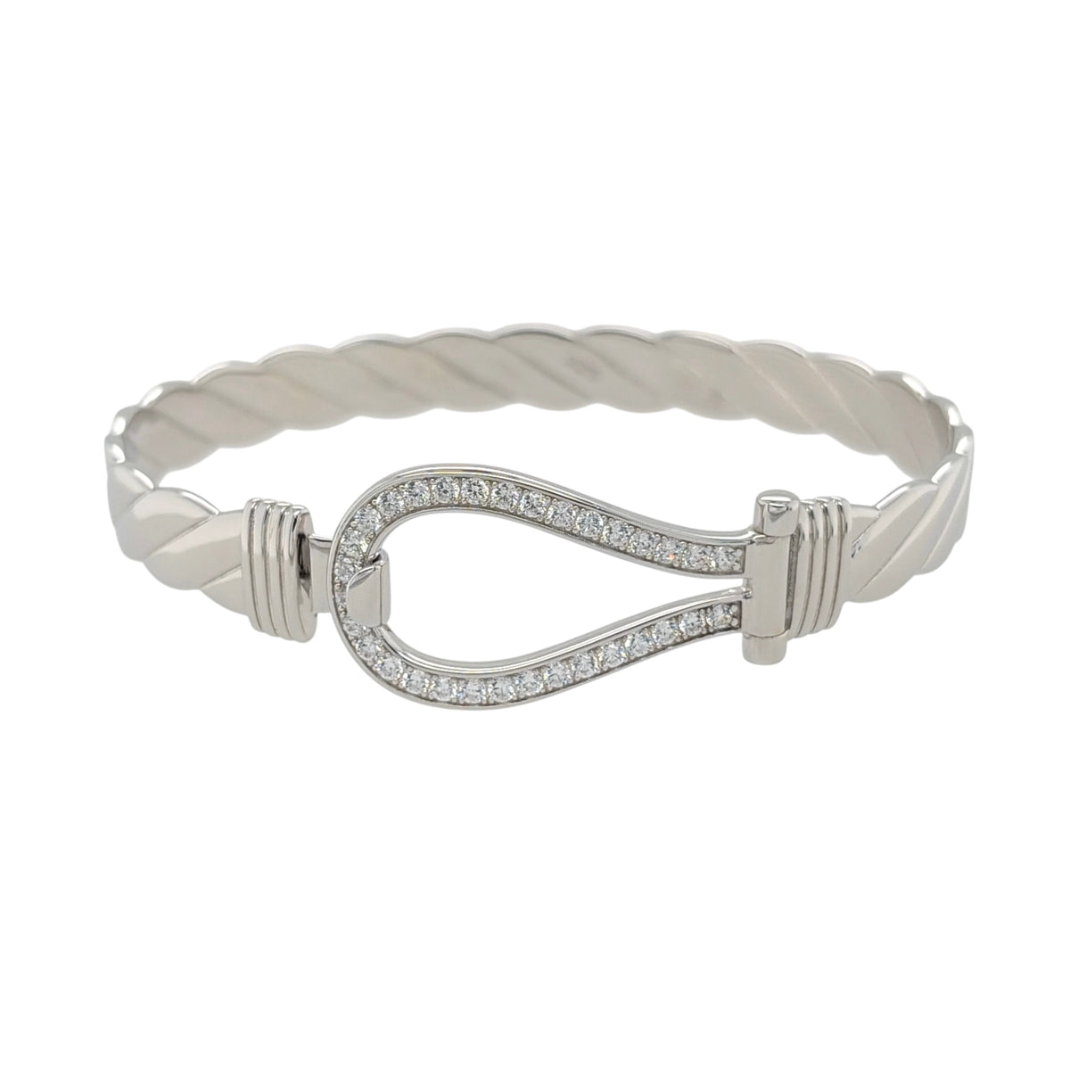 New 925 Silver & Cubic Zirconia Set Horseshoe Bangle