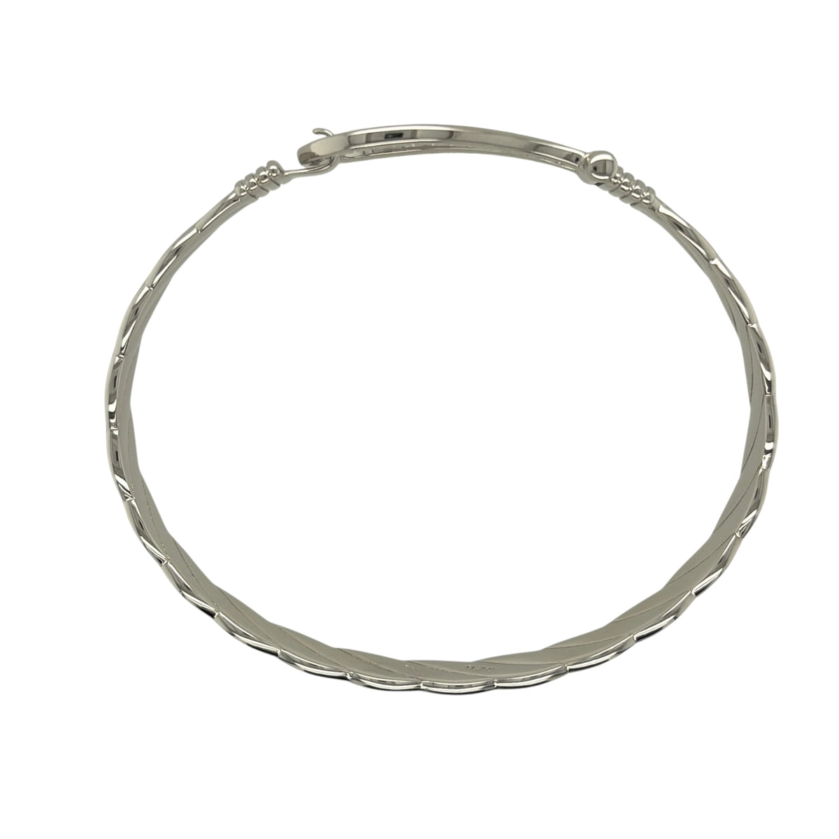 New 925 Silver & Cubic Zirconia Set Horseshoe Bangle