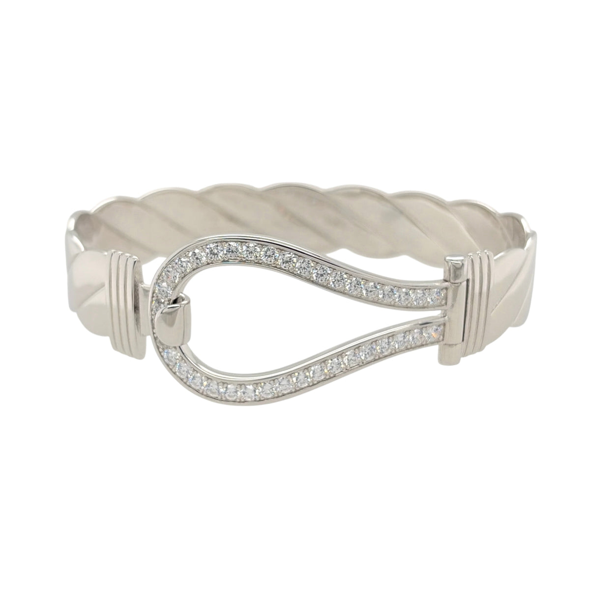 New 925 Silver & Cubic Zirconia Set Horseshoe Bangle