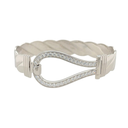 New 925 Silver & Cubic Zirconia Set Horseshoe Bangle
