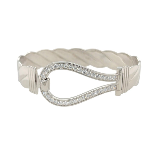 New 925 Silver & Cubic Zirconia Set Horseshoe Bangle