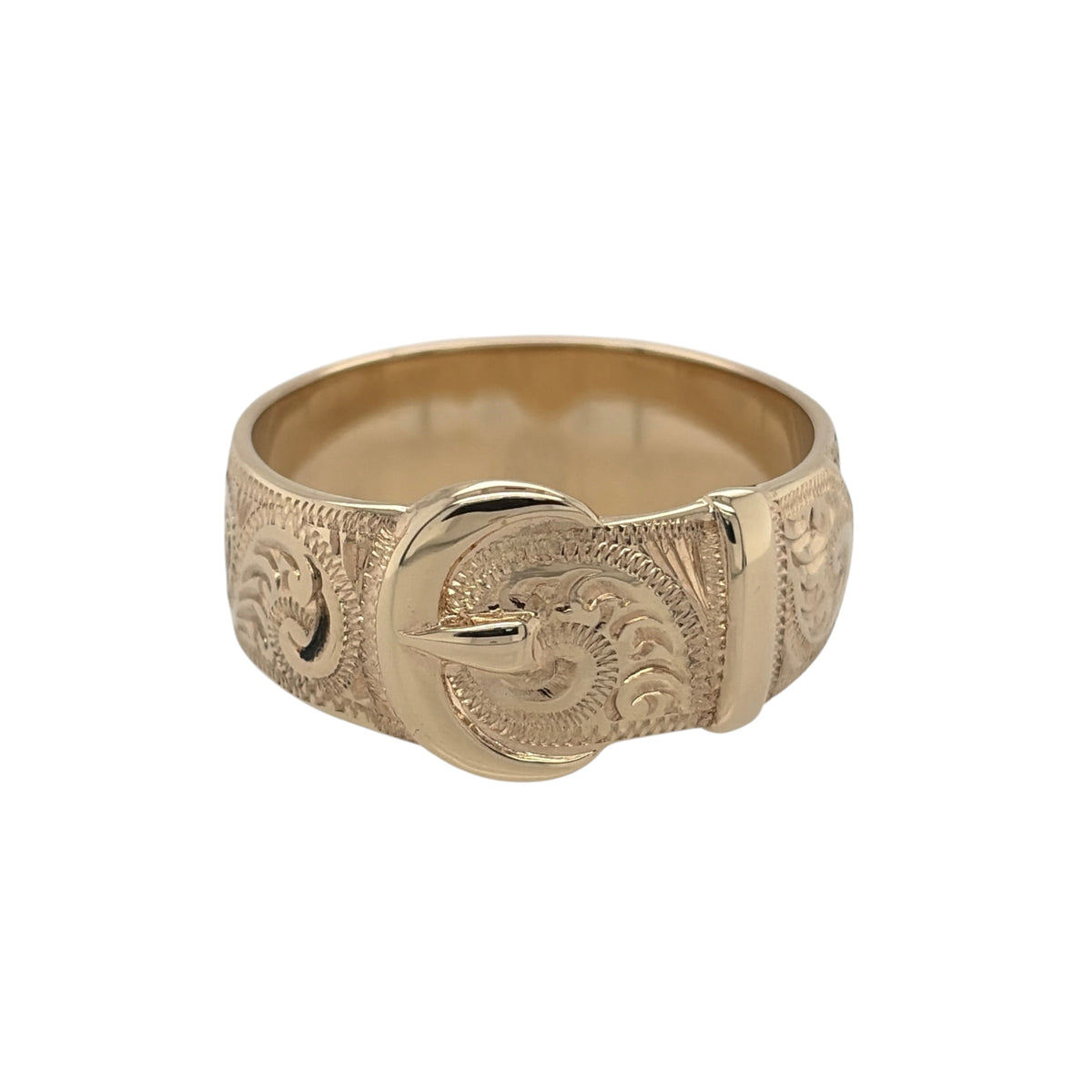 9ct Gold Patterned Buckle Ring