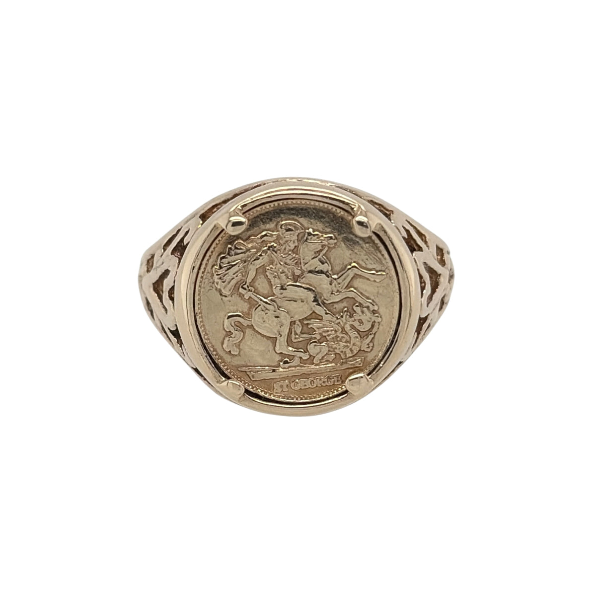 9ct Gold George and the Dragon Coin Ring