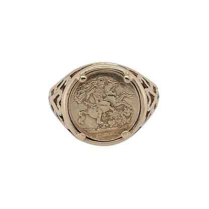 9ct Gold George and the Dragon Coin Ring