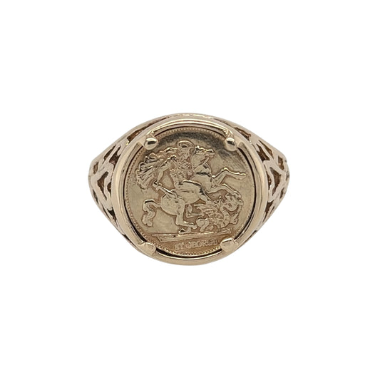 9ct Gold George and the Dragon Coin Ring
