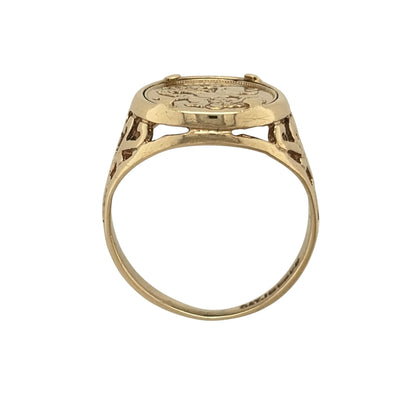 9ct Gold George and the Dragon Coin Ring