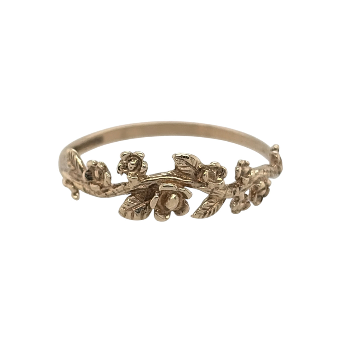 9ct Gold Flower Leaf Band Ring